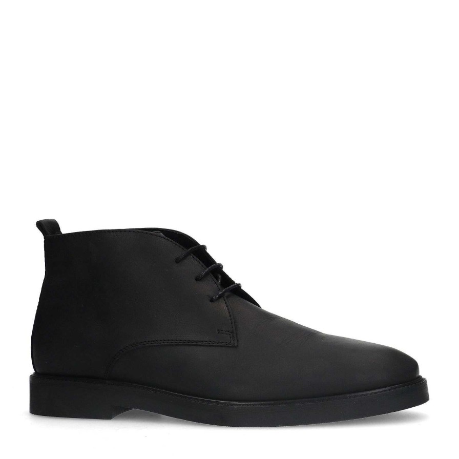 Sacha Lace-Up Leather Boots - Black