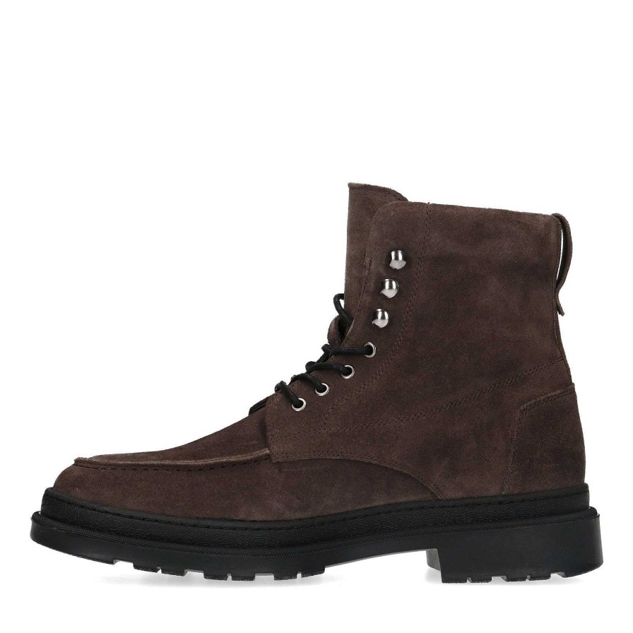 Sacha Suede Lace-Up Ankle Boots - Taupe