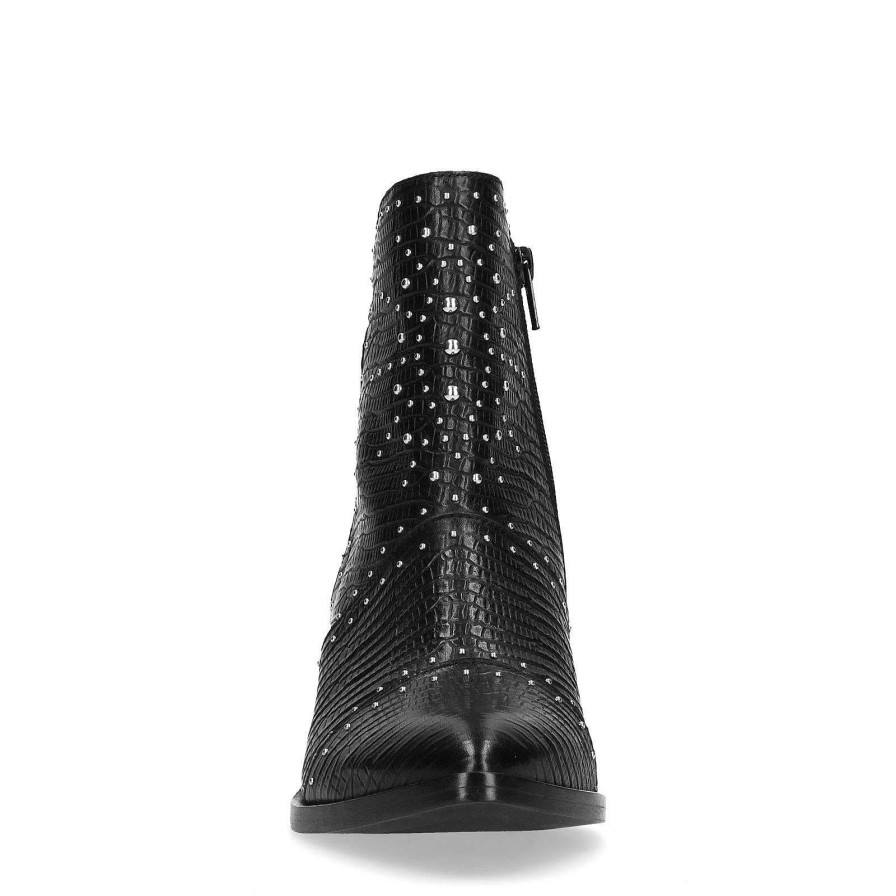 Sacha Leather Ankle Boots With Studs - Black