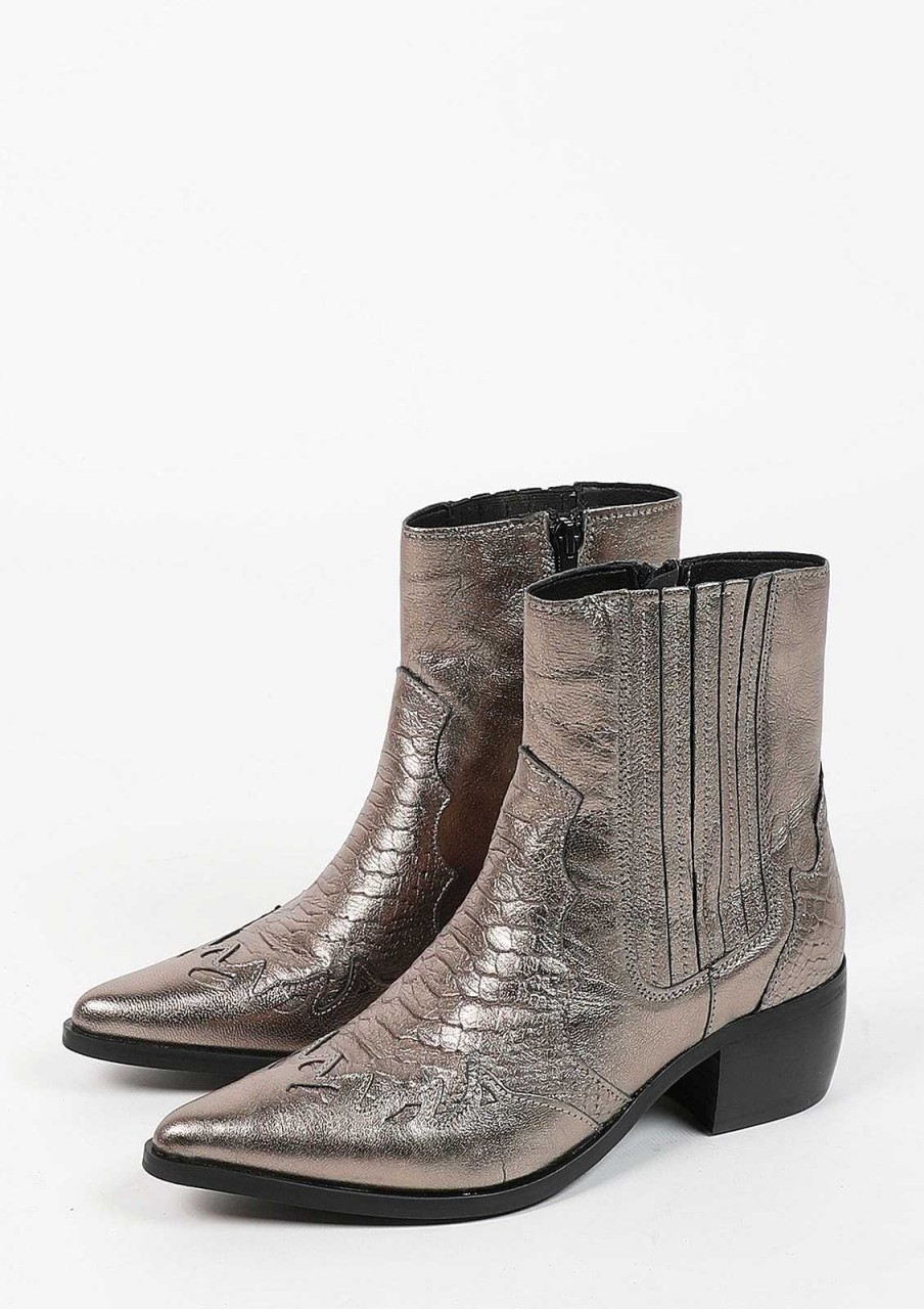 Sacha Leather Cowboy Boots - Bronze