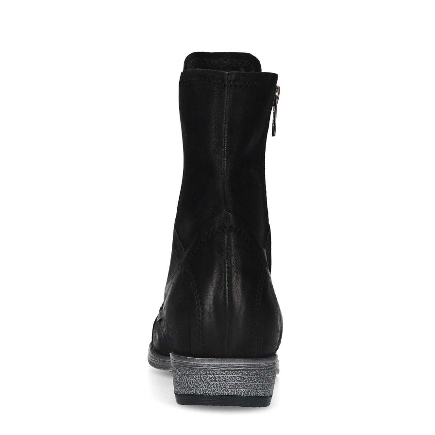 Sacha Lace-Up Leather Ankle Boots - Black