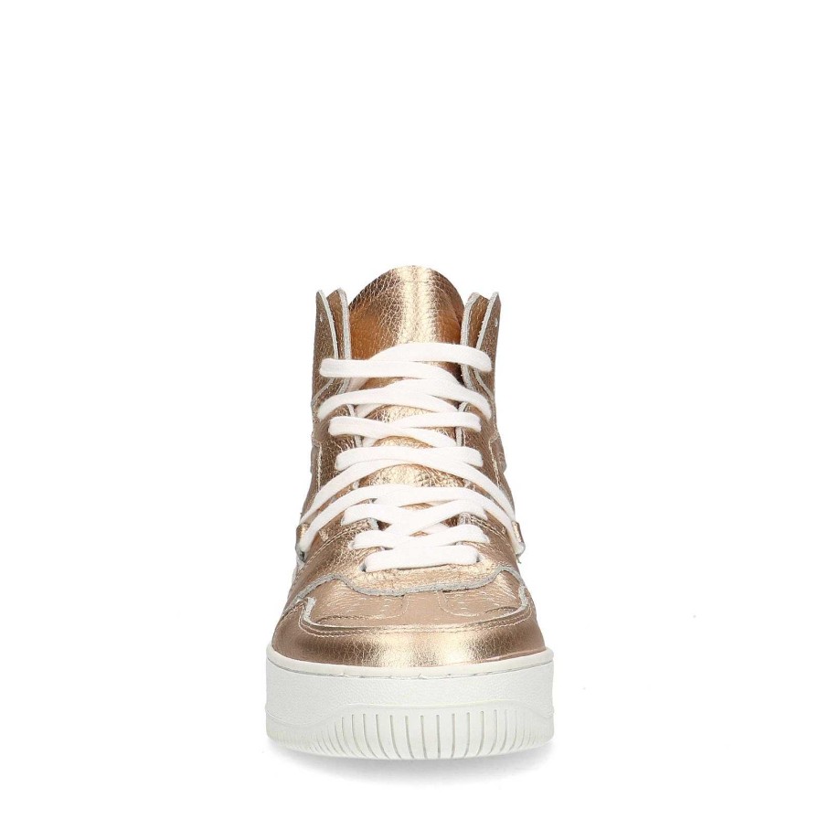 Sacha High Top Leather Sneakers - Gold