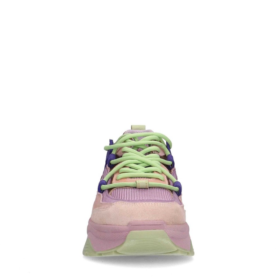 Sacha Leather Platform Sneakers With Details - Pink