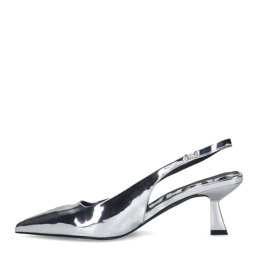 Sacha Metallic Slingback Pumps - Silver