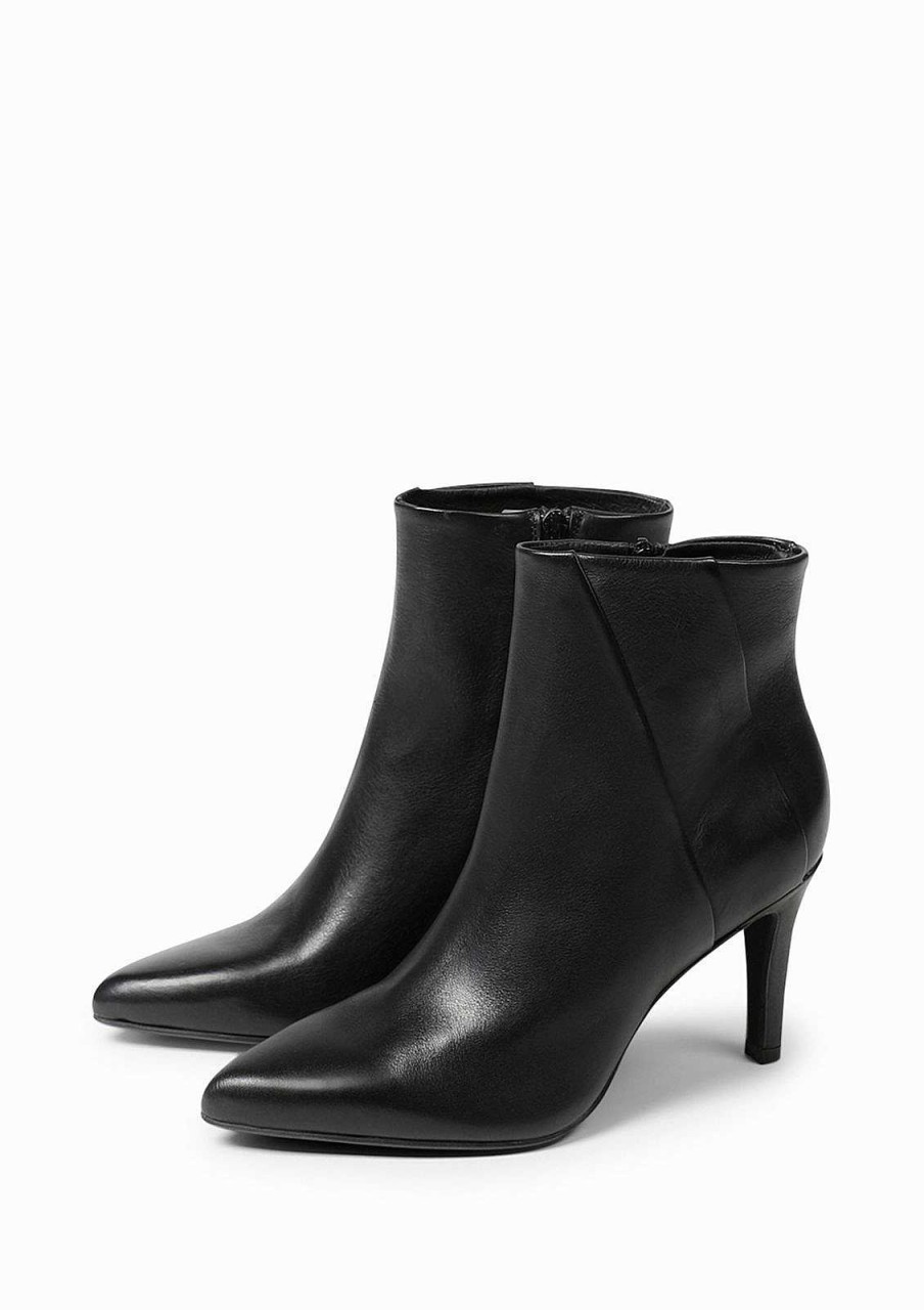 Sacha Leather Ankle Boots With Stiletto Heel - Black