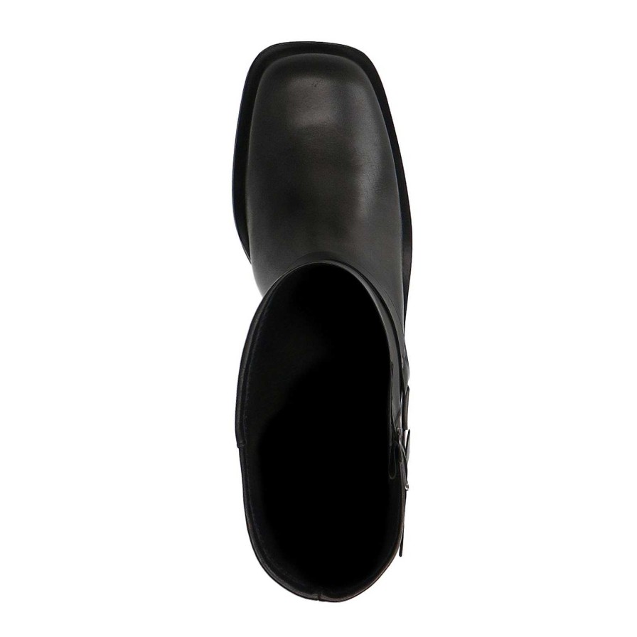 Sacha Stone Wash Buckled Biker Boots
