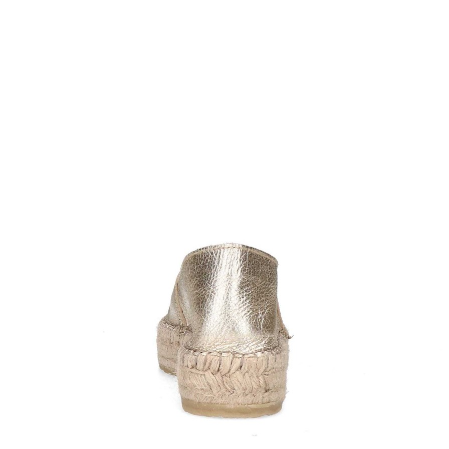 Sacha Metallic Leather Espadrilles - Gold