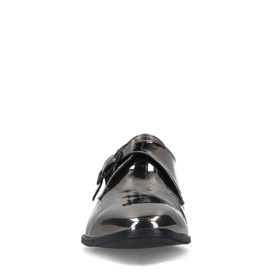Sacha Shiny Metallic Buckle Shoes - Silver
