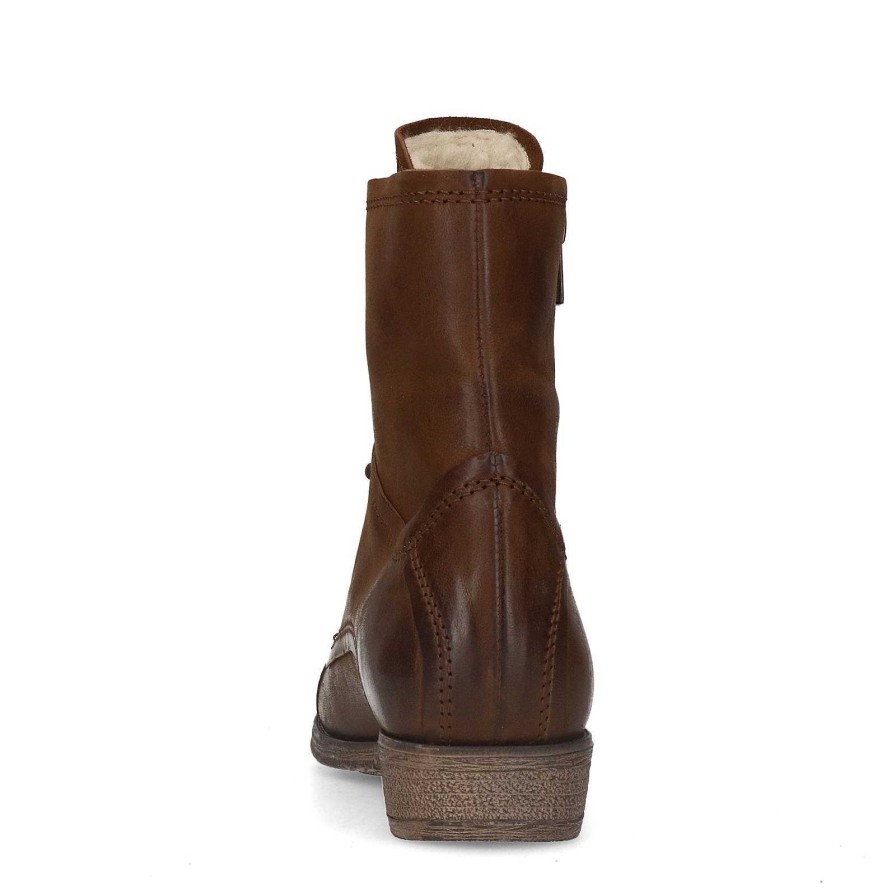 Sacha Lace-Up Leather Ankle Boots - Brown