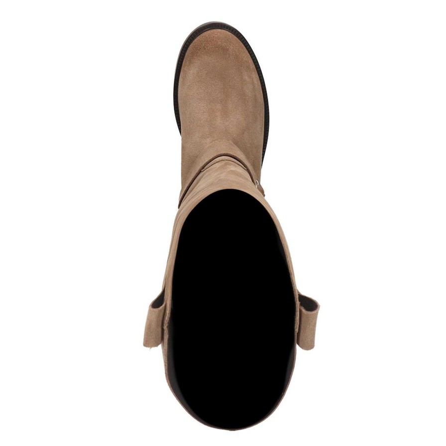 Sacha High Suede Biker Boots - Taupe