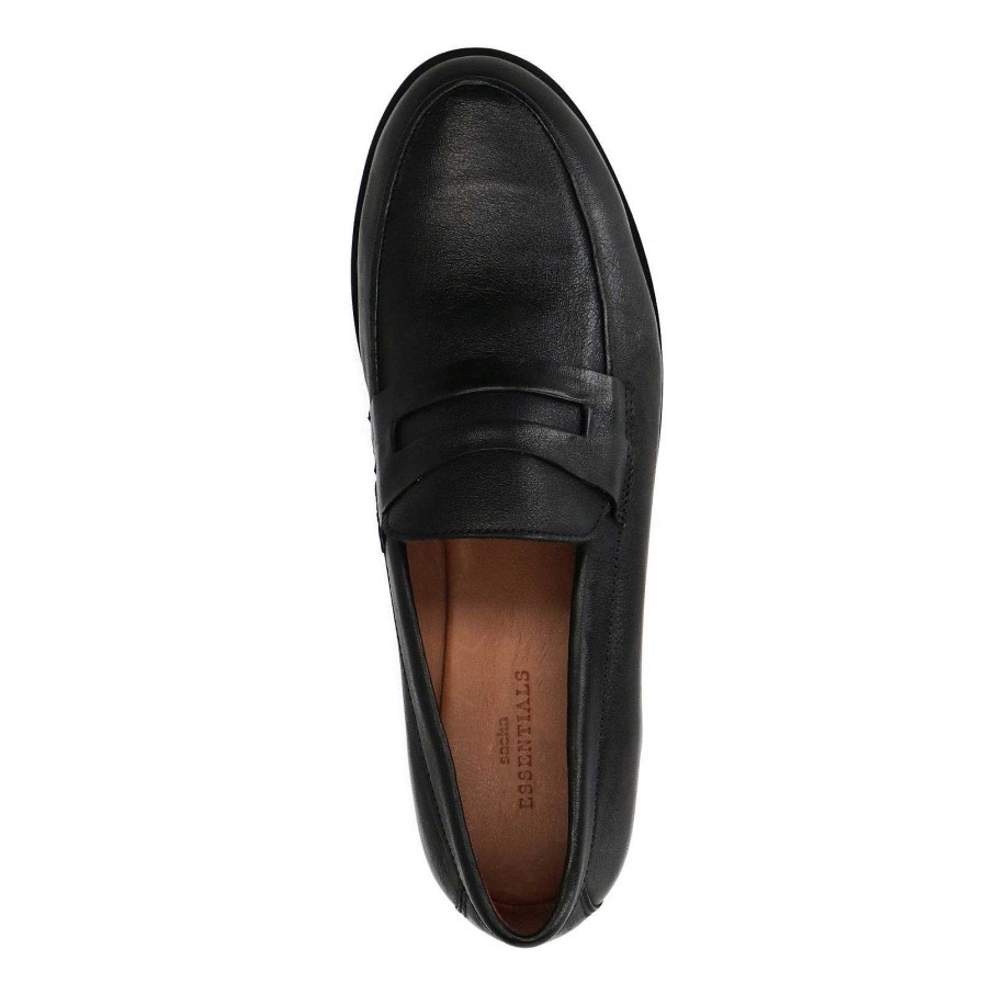 Sacha Leather Penny Loafers - Black