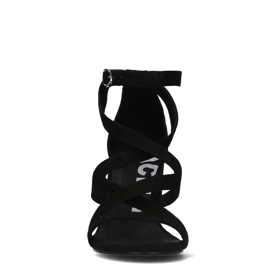 Sacha Openwork Heeled Sandals - Black