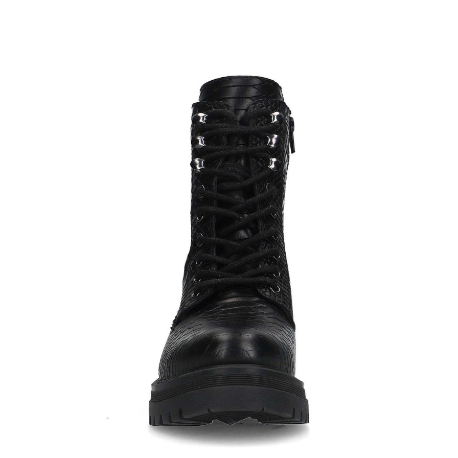 Sacha Lace-Up Leather Ankle Boots - Black