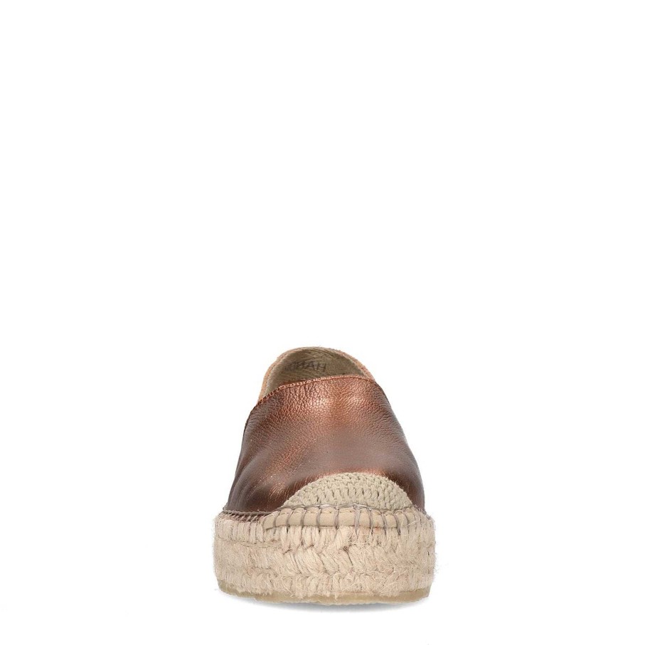 Sacha Metallic Leather Espadrilles - Bronze
