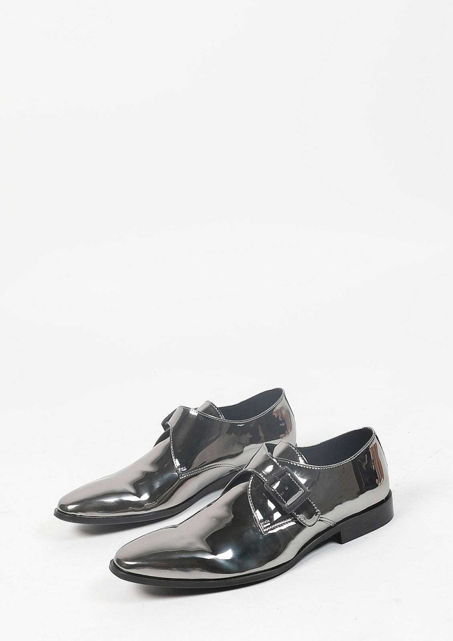 Sacha Shiny Metallic Buckle Shoes - Silver