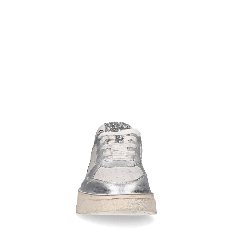Sacha Metallic Sneakers With Sequins - Silver