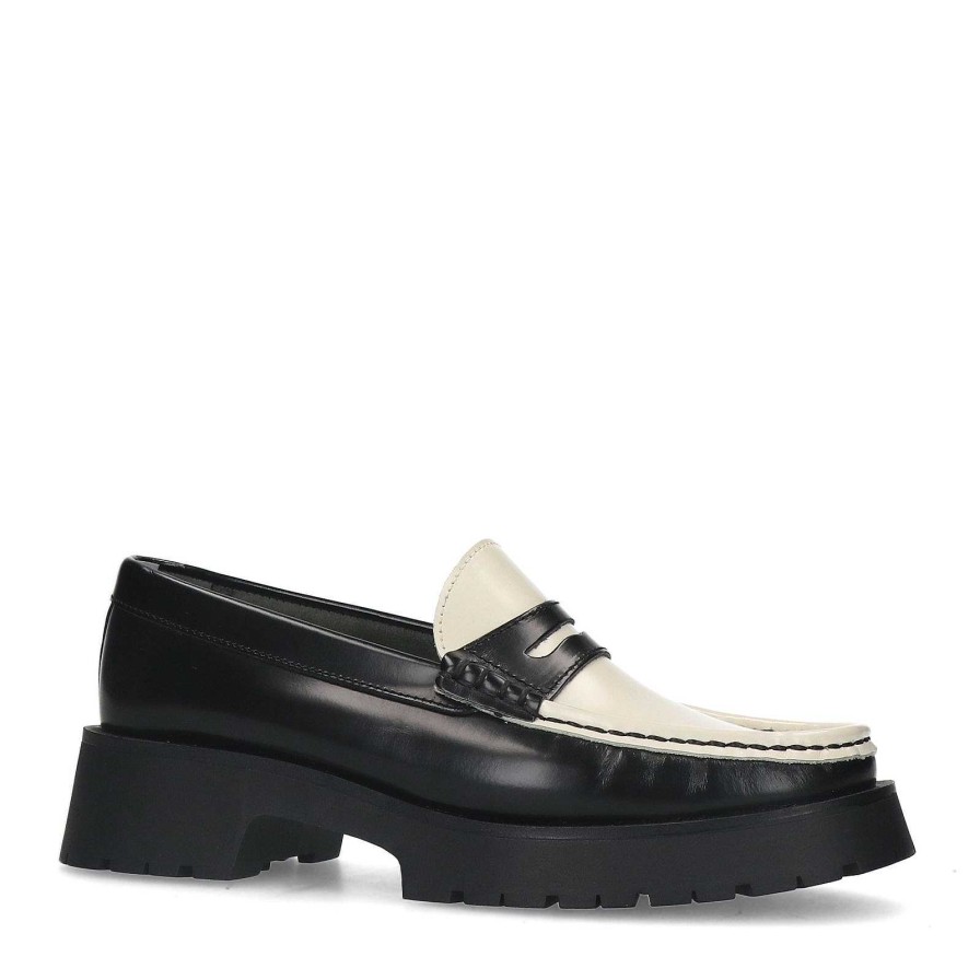 Sacha Leather Platform Loafers With Details - Black