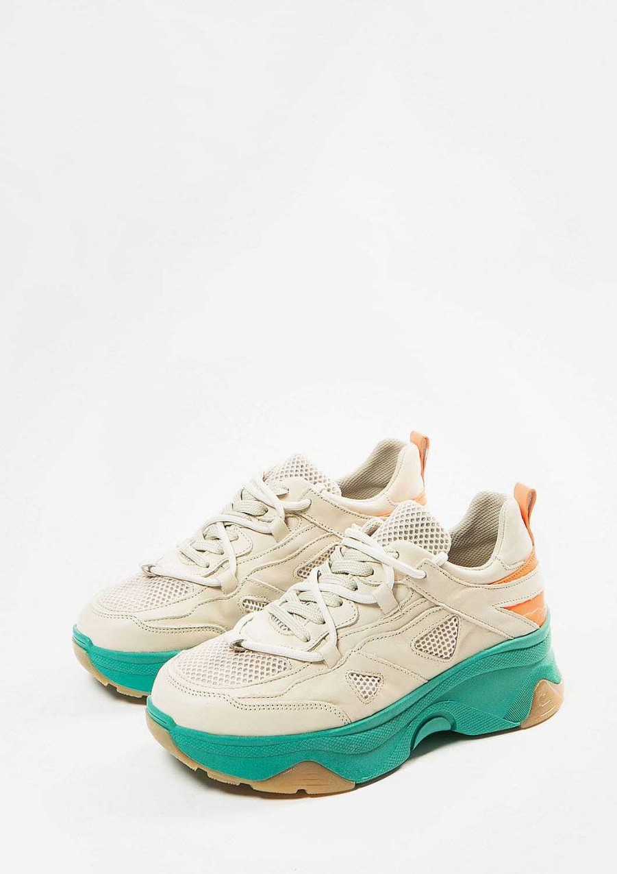 Sacha Leather Platform Sneakers With Sole - Beige