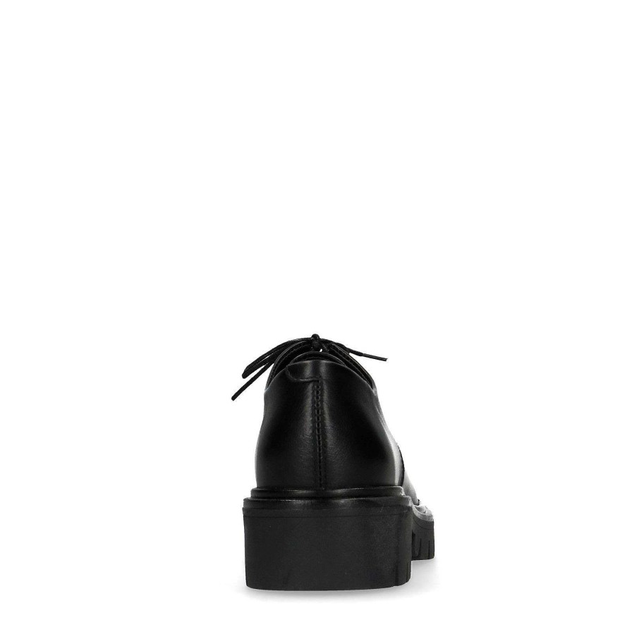 Sacha Lace-Up Leather Shoes With Platform Sole - Black