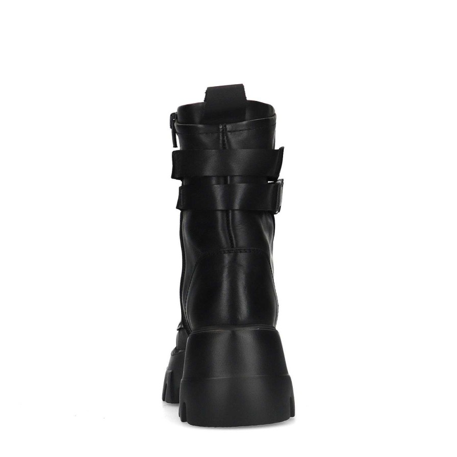Sacha Lace-Up Leather Ankle Boots - Black