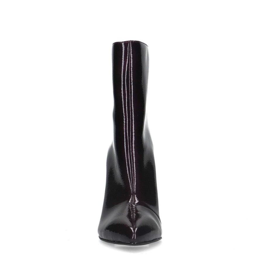 Sacha Patent Look Ankle Boots With Stiletto Heel - Dark Purple