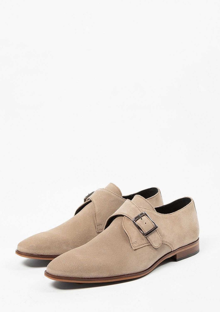 Sacha Suede Buckle Shoes - Taupe