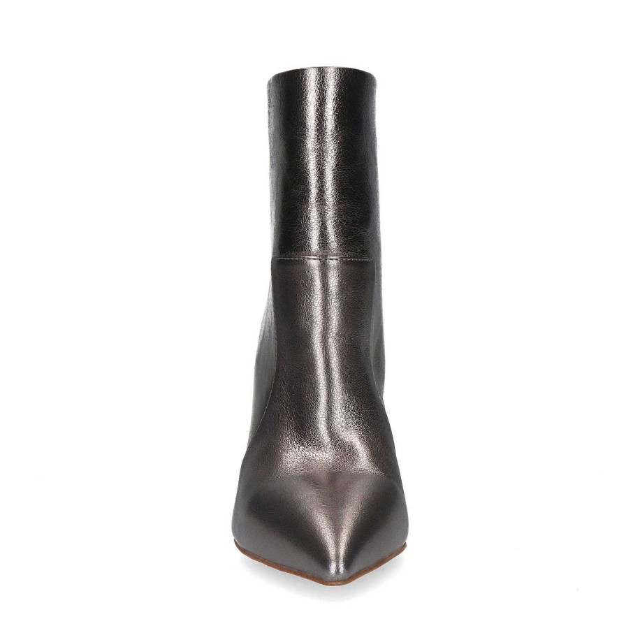 Sacha Metallic Heeled Ankle Boots - Silver