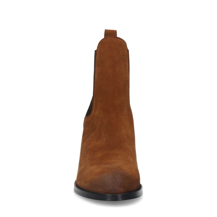 Sacha Suede Chelsea Boots With Heel - Brown