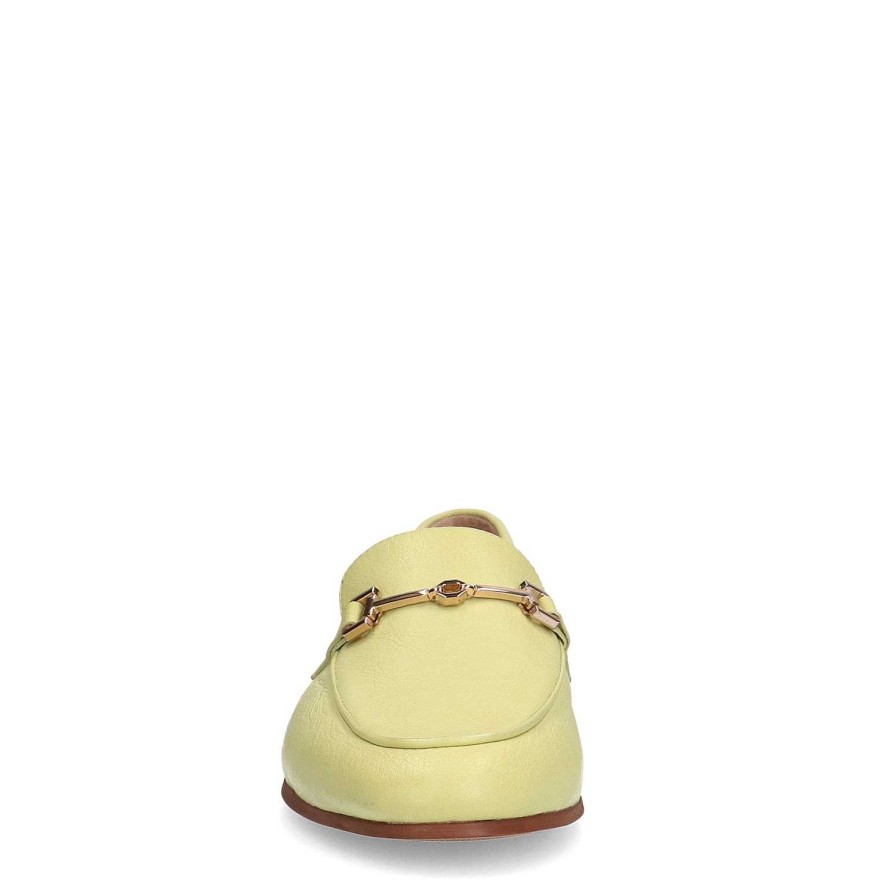 Sacha Leather Loafers With Chain - Yellow