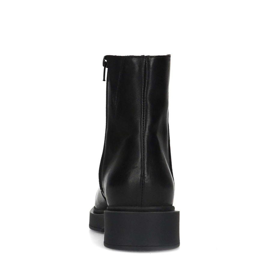 Sacha Leather Ankle Boots - Black
