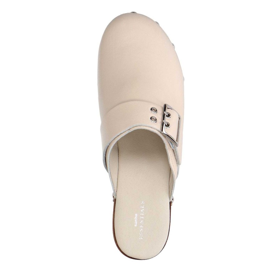 Sacha Leather Mules With Wooden Heel - Off-White