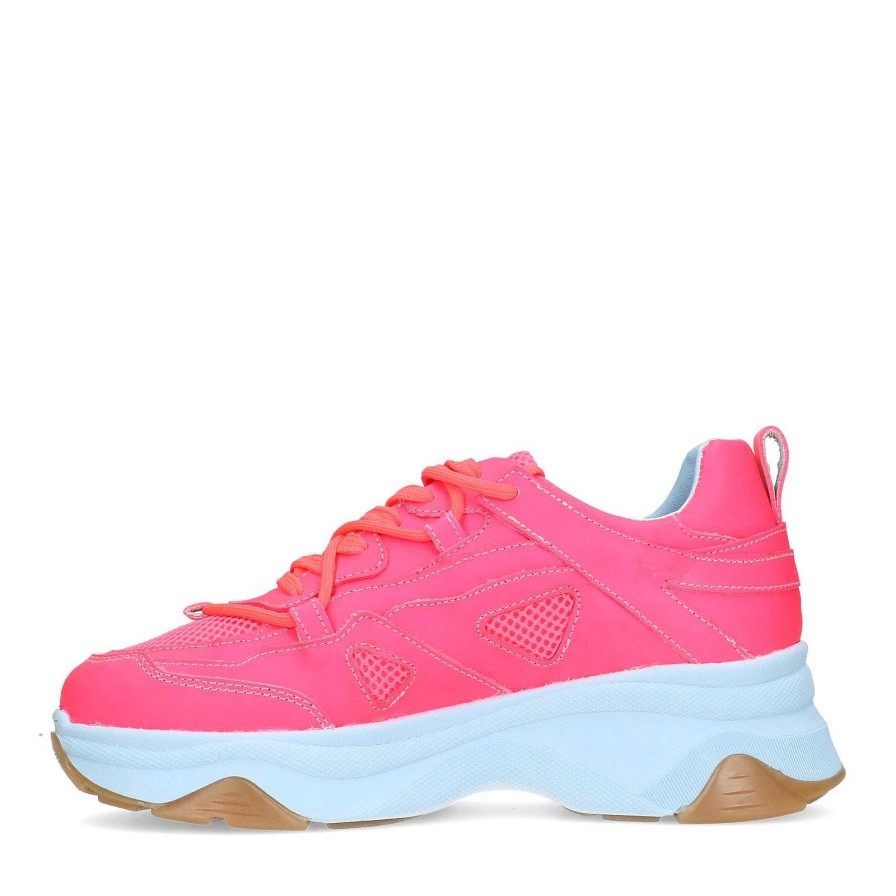 Sacha Leather Platform Sneakers With Colorful Sole - Pink