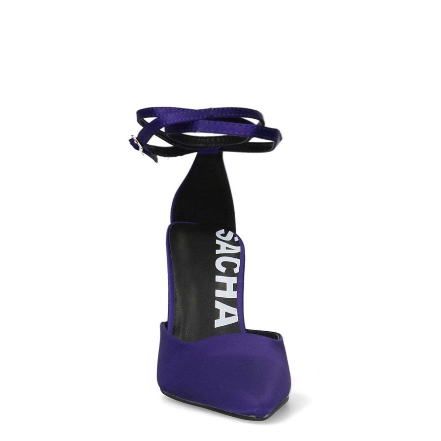 Sacha Satin Pumps With Ankle Strap - Purple