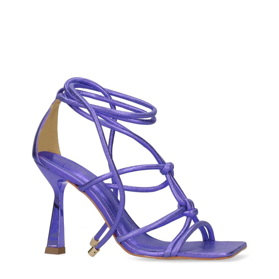 Sacha Metallic Funnel Heel Sandals - Purple