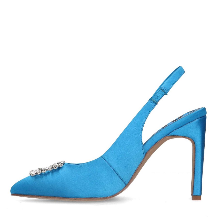 Sacha Slingback Pumps With Rhinestones - Blue