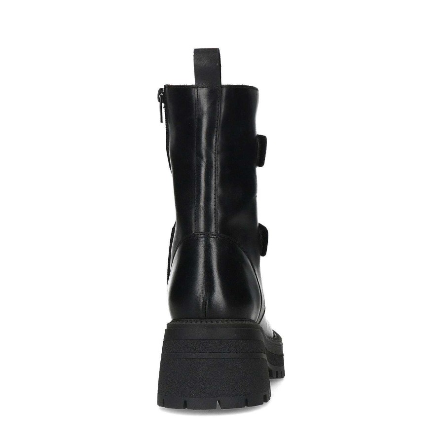 Sacha Lace-Up Leather Ankle Boots - Black