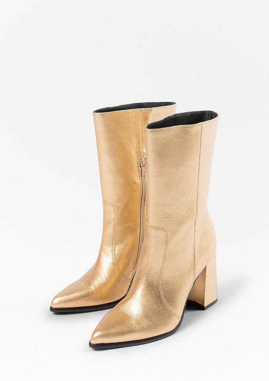 Sacha Heeled Ankle Boots - Gold