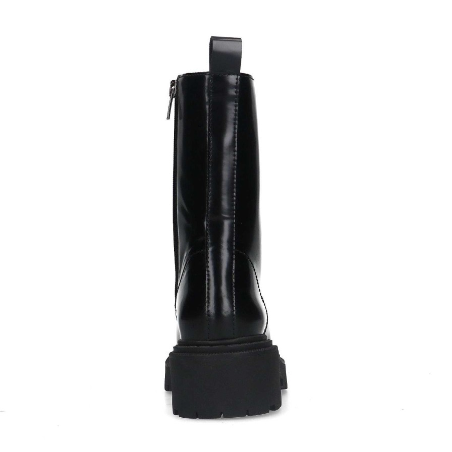Sacha Lace-Up Leather Ankle Boots - Black