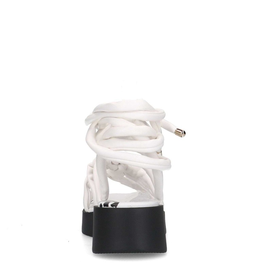 Sacha Platform Sandals With Tie Laces - White