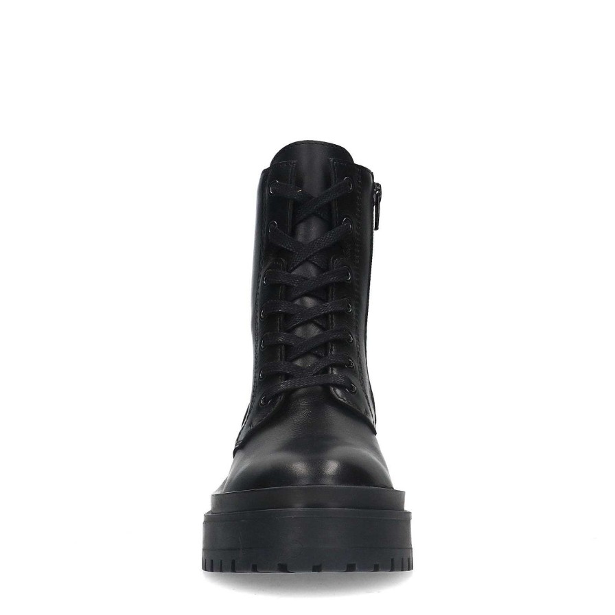 Sacha Lace-Up Leather Ankle Boots - Black