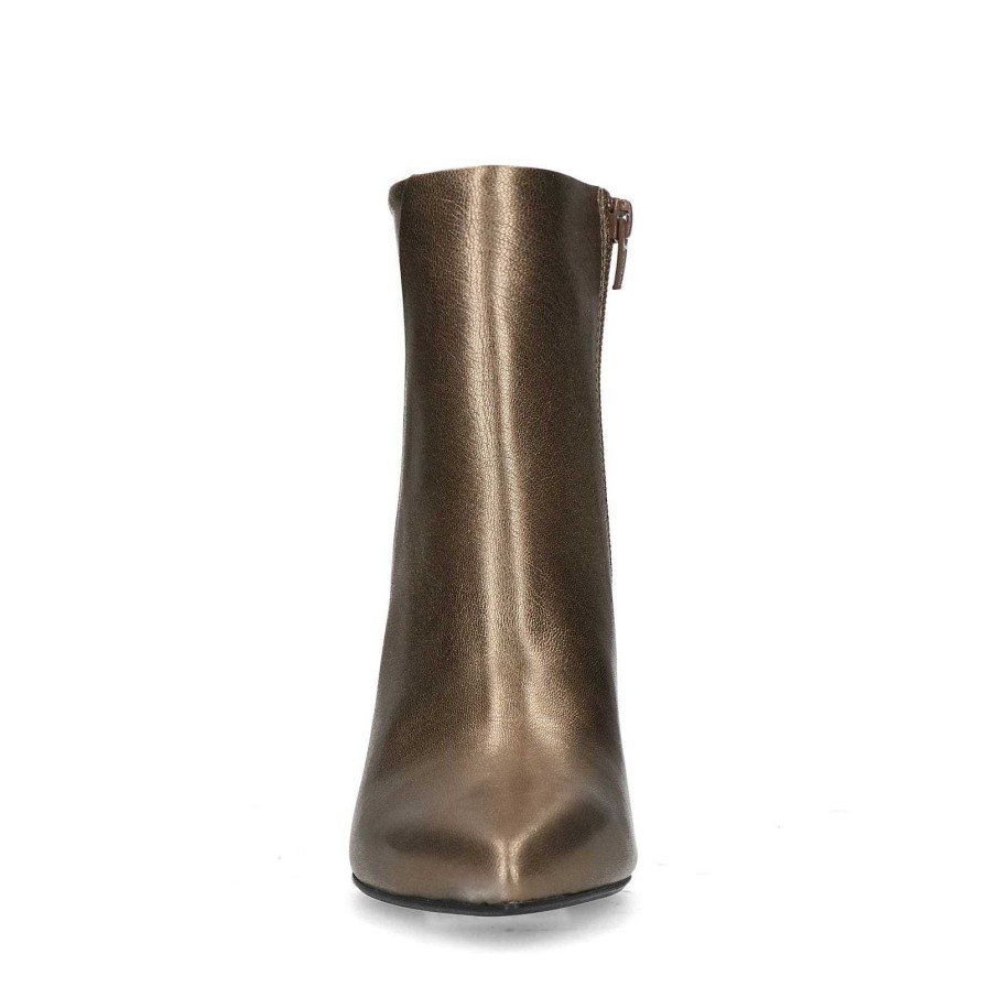 Sacha Leather Stiletto Heel Ankle Boots - Gold