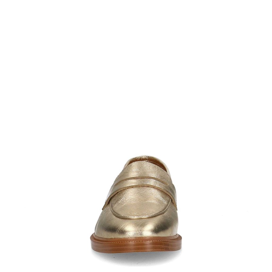Sacha Leather Penny Loafers - Gold