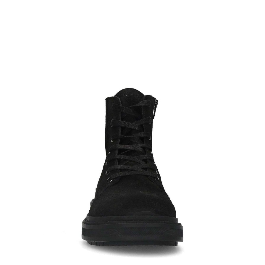 Sacha Suede Lace-Up Boots - Black