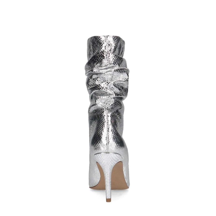 Sacha Metallic Ankle Boots With Stiletto Heel - Silver