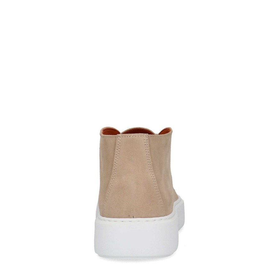 Sacha Suede Lace-Up Ankle Boots - Beige