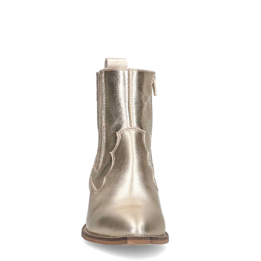 Sacha Heeled Leather Ankle Boots - Gold