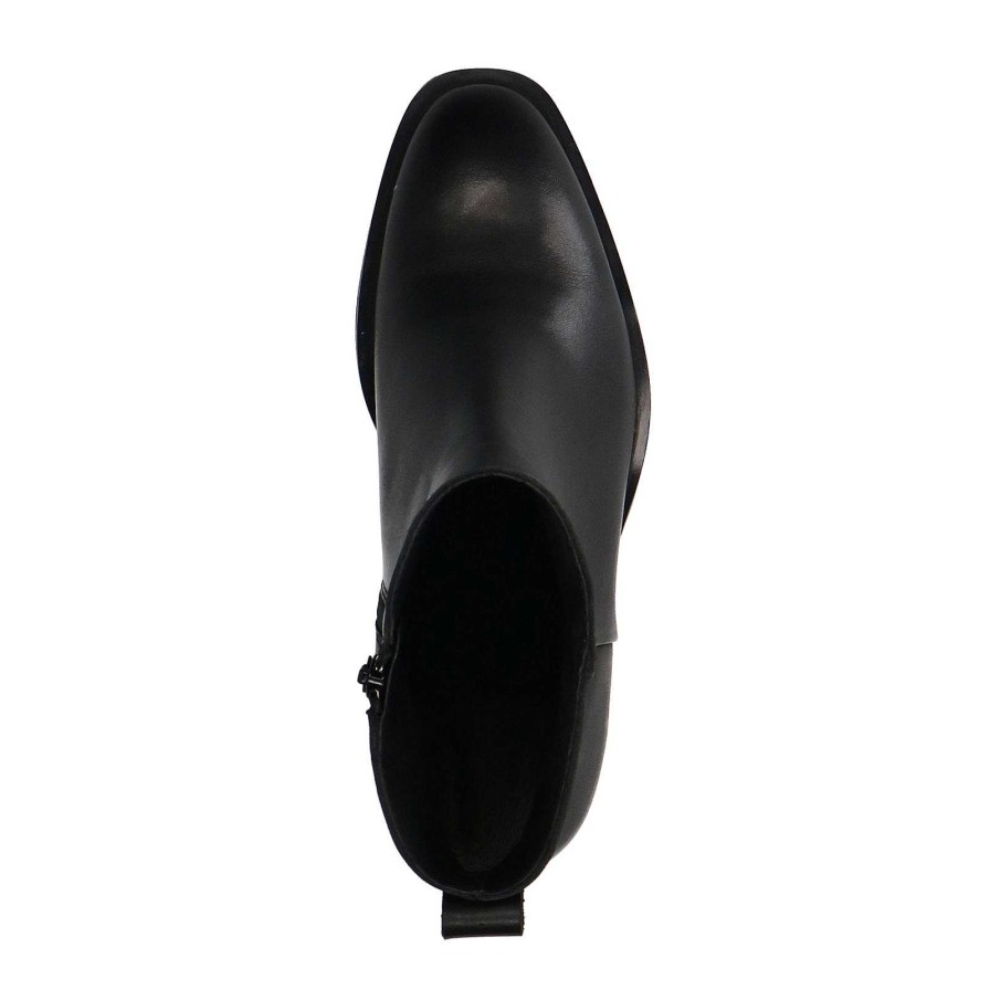 Sacha Heeled Leather Ankle Boots - Black