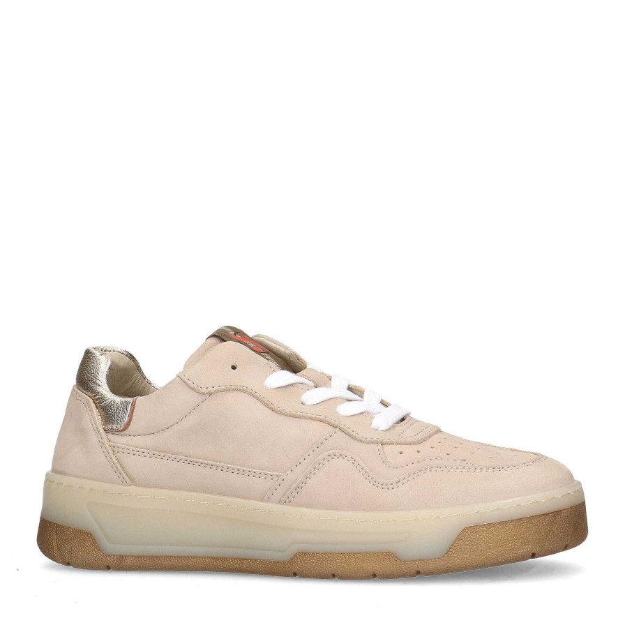 Sacha Leather Sneakers With Details - Beige