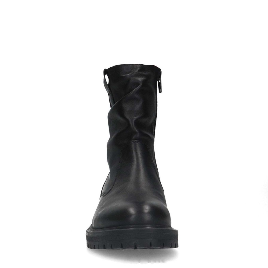 Sacha Leather Ankle Boots - Black