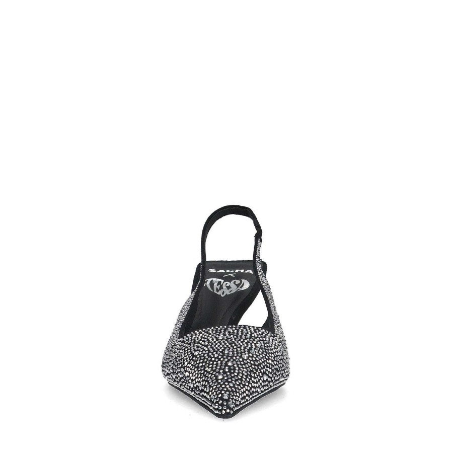 Sacha Sacha X Tessa Van Montfoort Slingback Pumps With Rhinestones - Black